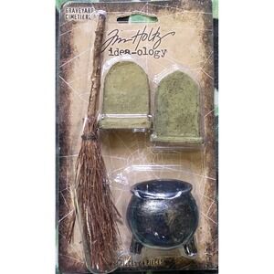 Tim Holtz Graveyard Idea-ology Halloween TH94337 Tombstone Broom Cauldron Witch